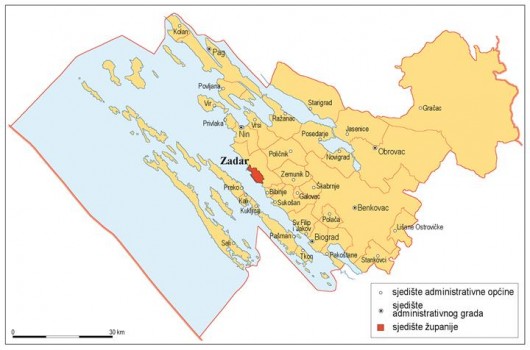 karta okolice zadra Zadarska Brodarica   ZADARSKA ŽUPANIJA   7 općina, 1 grad karta okolice zadra